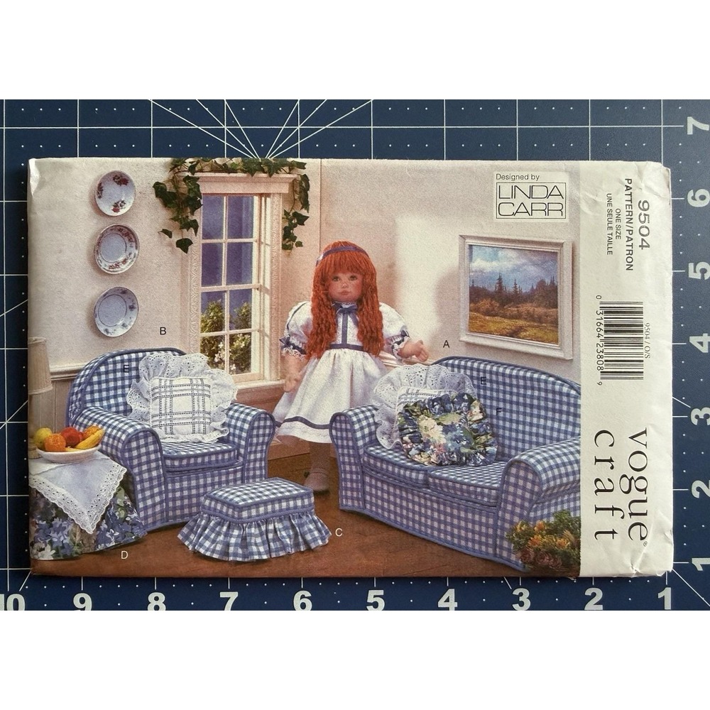 Vogue Craft 9504 Linda Carr Pattern‎ 18" Doll Furniture Set Sofa & Chair UC FF